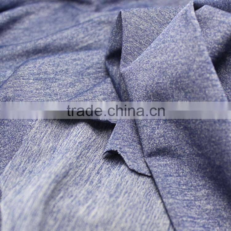 Wholesale stock grey jersey microfiber melange single jersey sports shirt fabric