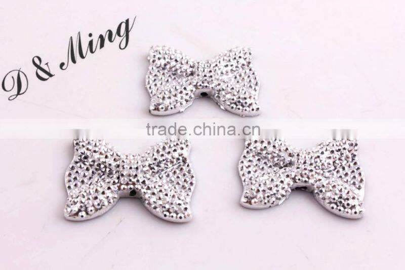 21x28MM Yellow AB Color Custom Color Accept Retail Sale High Quality Resin Rhinestone Bow Beads for Necklace Jewelry