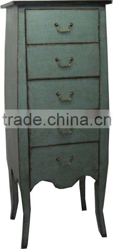 chinese antique tall blue five drawer cabinet