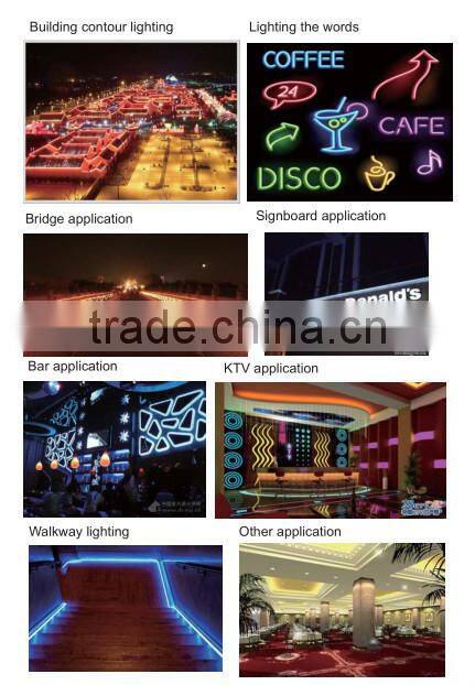 High Brighness color Jacket 24v Flexible LED Neon Rope light
