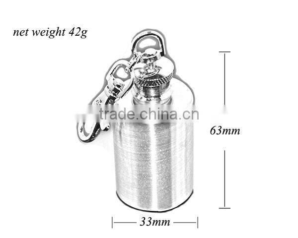 1oz Stainless Steel Portable Round Flagon Kettle Oilcan Keychain 28ML Metal Travel Wine Pot Mini Hip Alcohol
