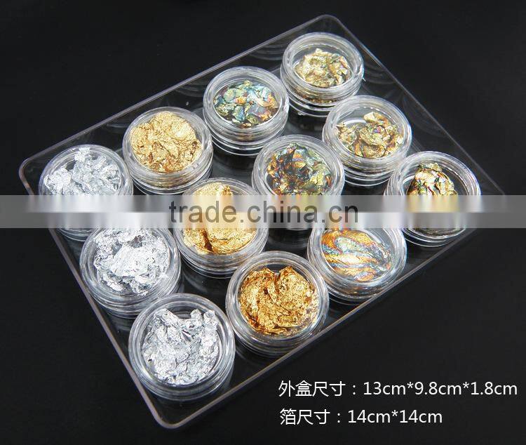 colorful foilGold Silver Foil for nail art 12 boxes