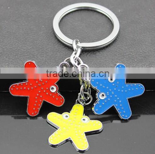 NEW arrival Fashion cute starfish promotional metal Keychain/
