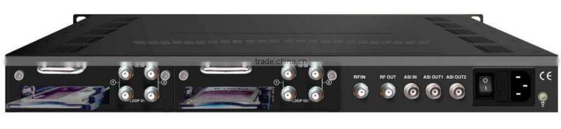 Four encrypted DVB-S/S2 Tuner to DVB-C/DVB-T Modulator with CAM