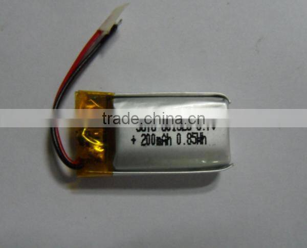 200mah li ion polymer battery / 801525 Li polymer battery 200mah