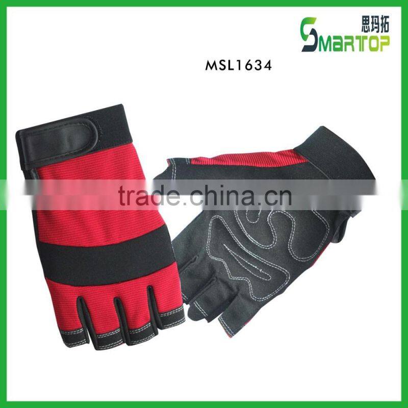 China competive price red fingerless sports bicycle gloves