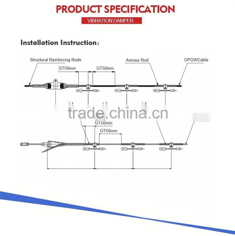 Preformed armour rod 4D Vibration Damper for ADSS cable