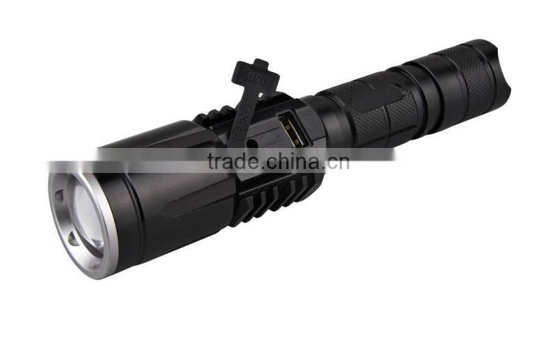 XM-L T6 LED Portable aluminium torch with high power rechargeable USB camping flashlight