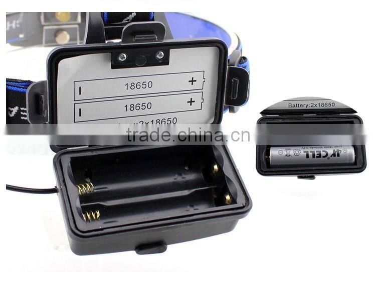 2000LM XM-L T6 LED Headlight Head Light Lamp Zoomable + 2x Battery+ Charger flashlight