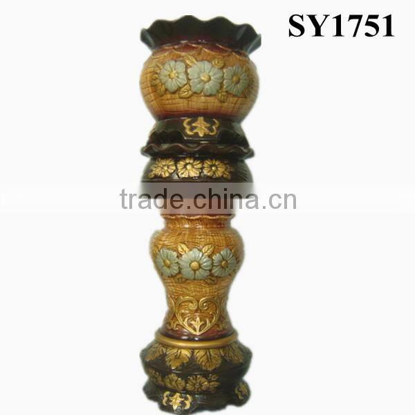 36 inch brown antique pot ceramic roman columns