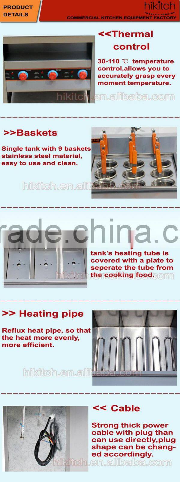 Stainless steel Freestanding 9-basket Electric Convection noodle cooker