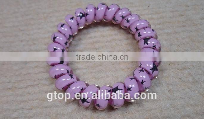 Plastic mixed color elastic quality candy cheap women telephone wire hair circle A-0004