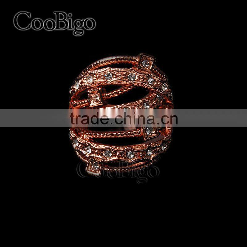 Fashion Jewelry Zinc Alloy Rhinestone Ring Elegant Women Party Show Gift Dresses Apparel Promotion Accessories