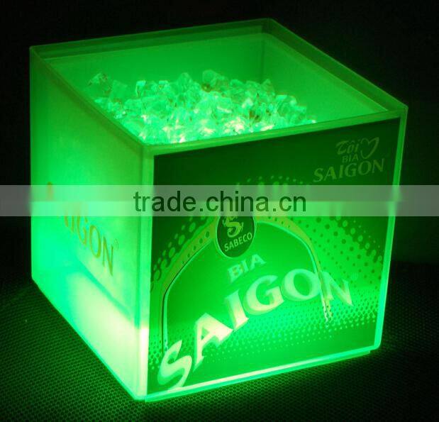 plastic battery light up LED ice bucket illuminated ice buckets