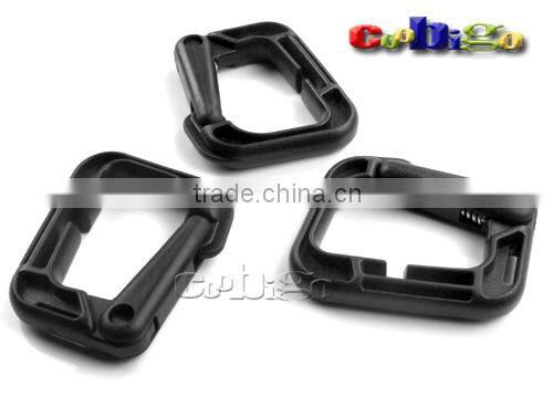 D-Ring Carabiner Multi-use Safety Buckle Black Plastic For Bag Paracord Clasp Keychain Outdoor Activities #FLC164-B