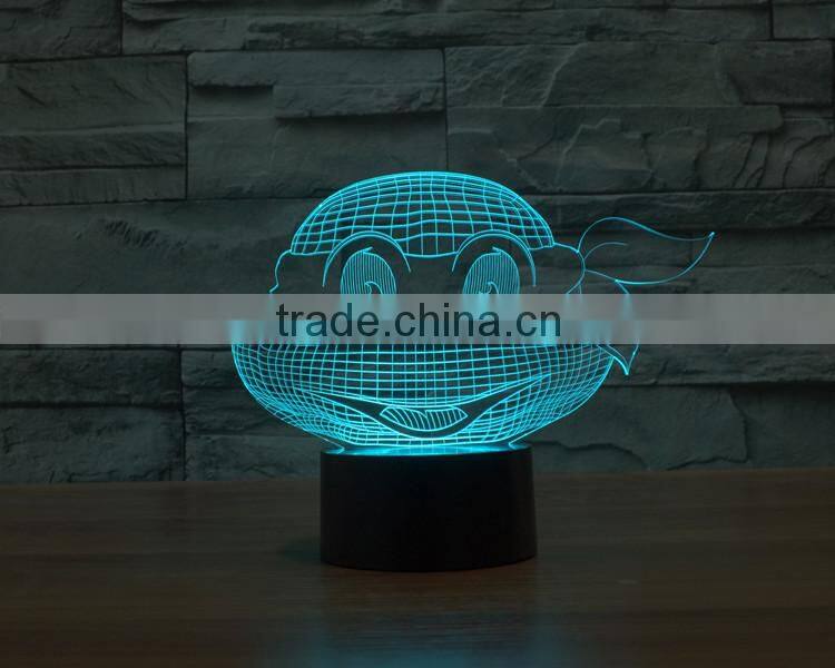 New Teenage Mutant Ninja Turtles colorful 3D LED lamp touch switch night light gradient visual illusion reading lamp Holiday