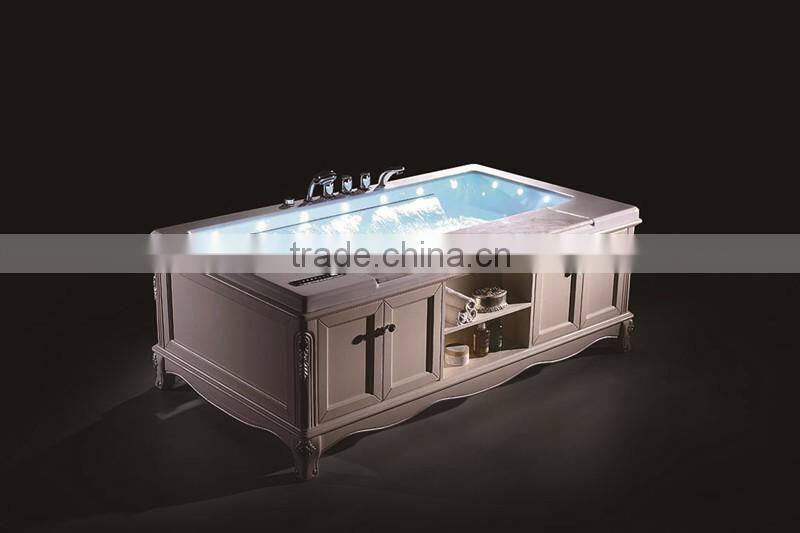 Jacuzzy whirlpool bathtub with solid wood baninet for five star hotels
