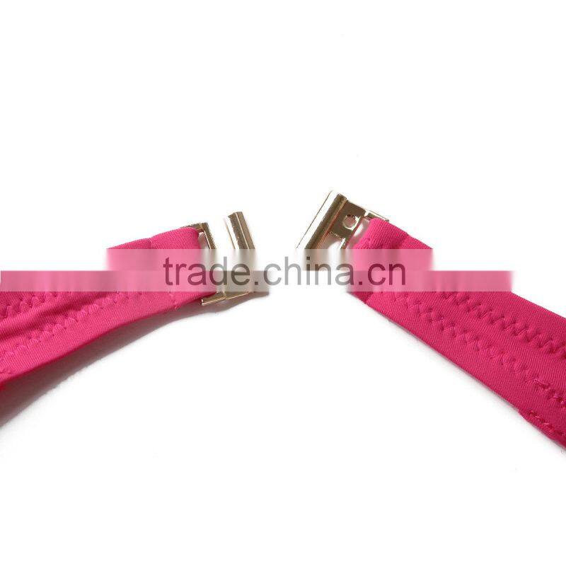 RELLECIGA Hot Pink Girl Twist Bandeau Bikini Swimwear with Ruffle Trim at Bottom