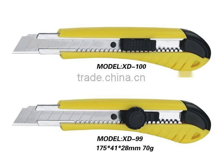 Plastic handle 18mm blade cutter knife auto lock slider