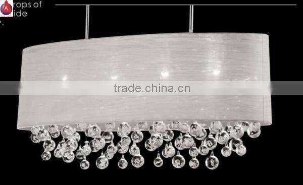 Chinese style elegant crystal ceiling lamp in white silk shade