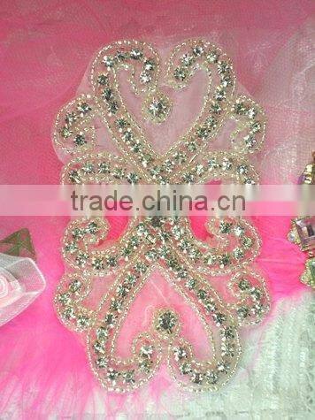 Bridal beaded rhinestone appliques to sew for wedding dresses and iron on rhinestones appliques wholesale