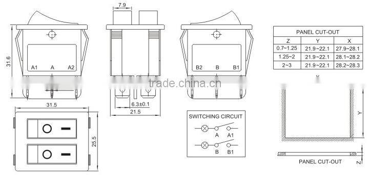 RS606A-201N011CRB ROCKER SWITCHES SERIES