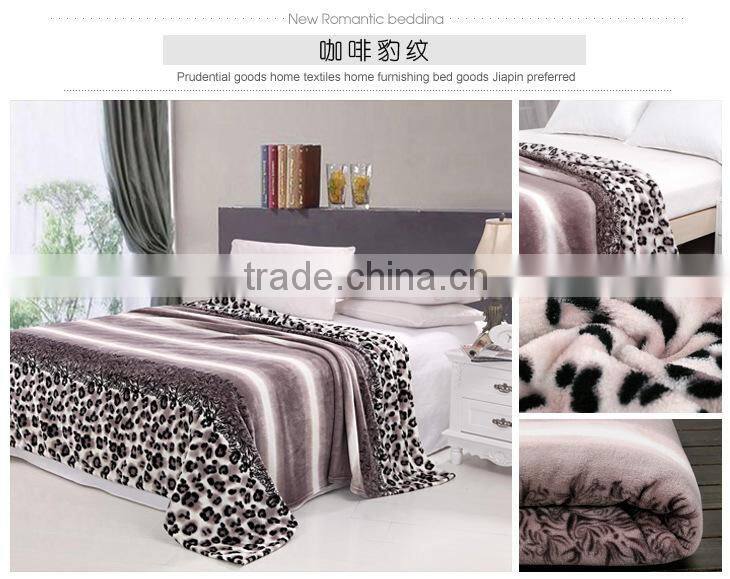 cheap leopard design coral fleece blanket