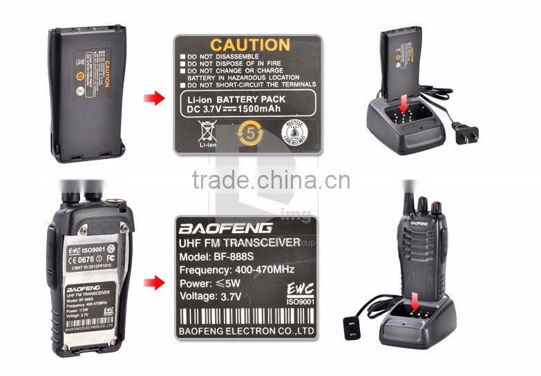 Wholesale genuine baofeng BF-888S uhf 400-470mhz mini walkie talkie two way radio BF-888S