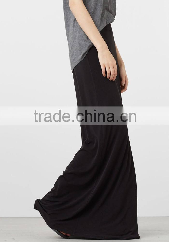 Latest fashion long skirts for women simply design black flowy long skirt