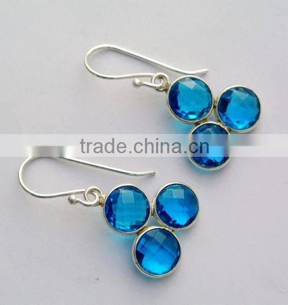 Blue quartz Round Gemstone Earrings