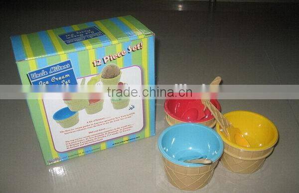 Alibaba china unique milky plastic ice cream bowl with lid
