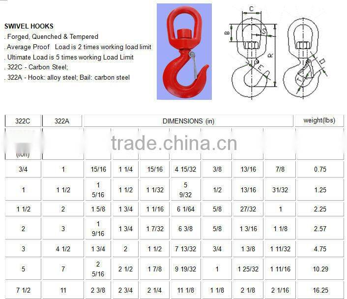Best quality swivel safety lifting stainless steel hook