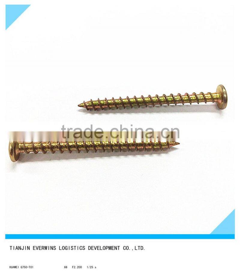 Flat head Brass plated screws Coarse thread Self tapping screws