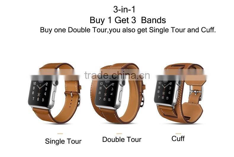 New 1:1 Original Quality Cuff Bracelet Strap Leather Watchband for Apple Watch Band 42mm 38mm With Metal Adapters