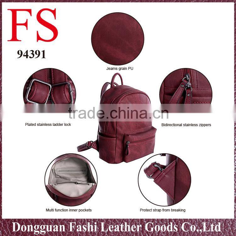 Vintage leather backpack women fashionable casual style PU backpack korean style