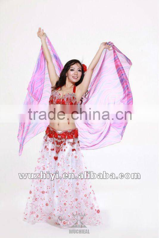 Wuchieal Silk Belly Dance Veil in Gradation Colors, Dance Accessory in Belly Dance Performance