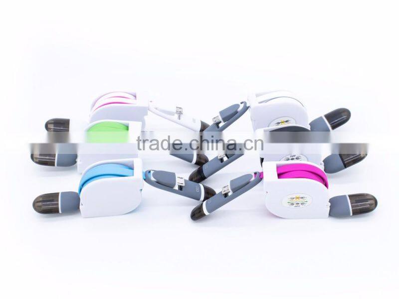 fashion retractable two in one usb cable for micro android htc lg