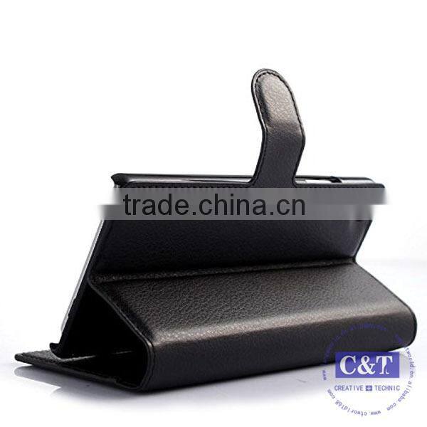 C&T Fashion Card Slot Magnetic PU Leather Flip Case Cover For Huawei Ascend P8