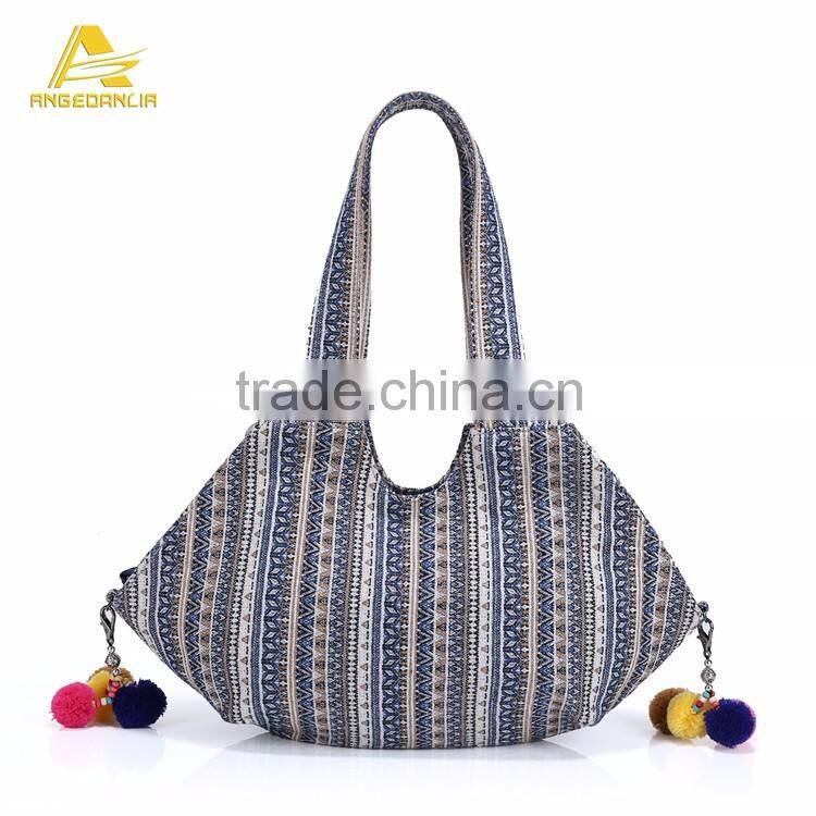 Winter Fashion Women's Indian Handmade Embroidery Handbag Striped Boho Bag