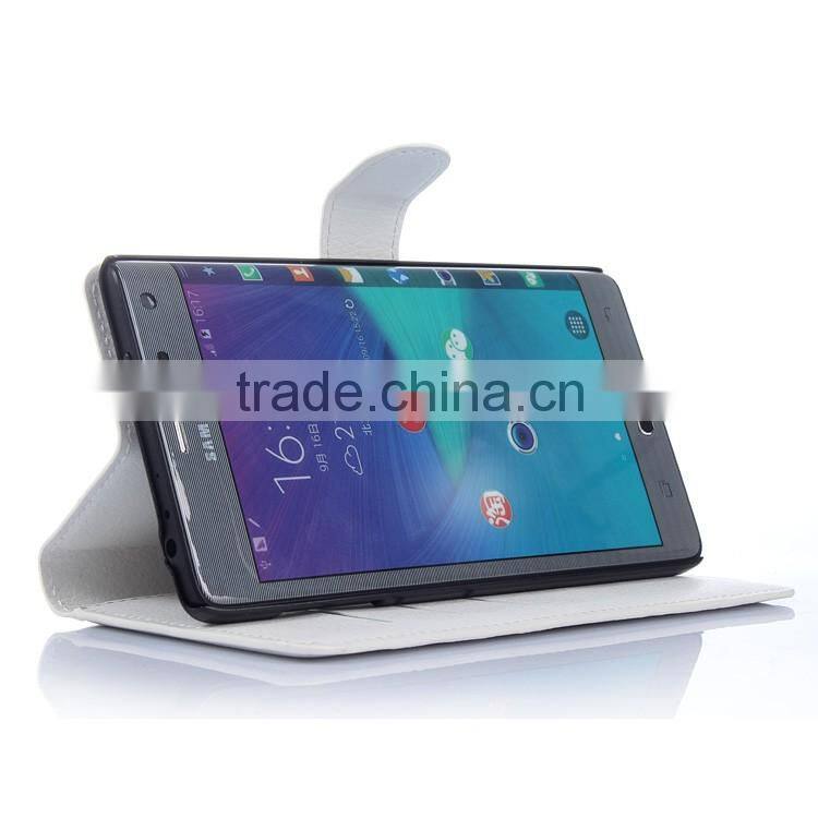 Hot Selling Ultra Thin Lichee PU Leather Case Wallet Folio Flip Cover for Samsung GALAXY Note Edge N915