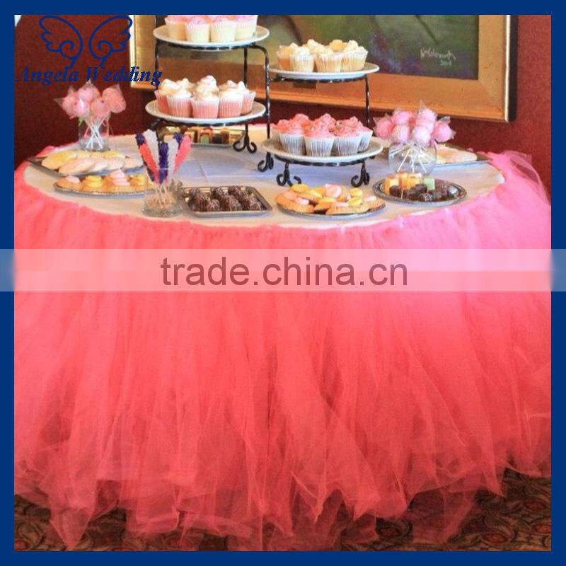 SK011C New arrival hot beautiful decorative bridal ruffled wedding ivory organza table skirt