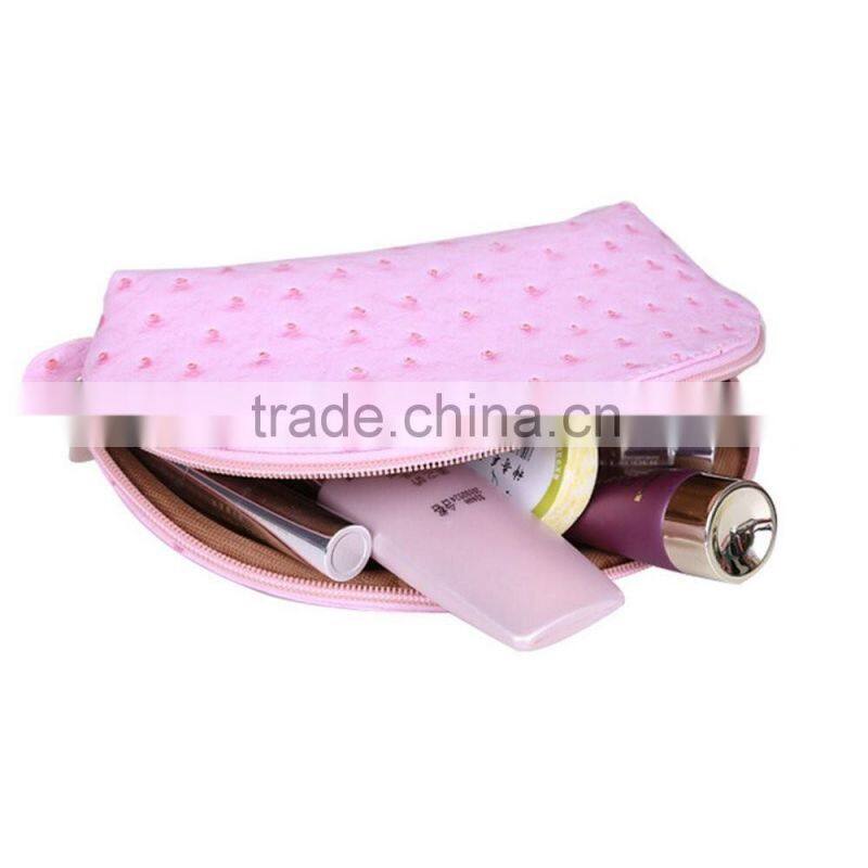 Set of 4 Portable Fashion PU Ostrich Grained Leather Makeup Cosmetic Pouch Bag