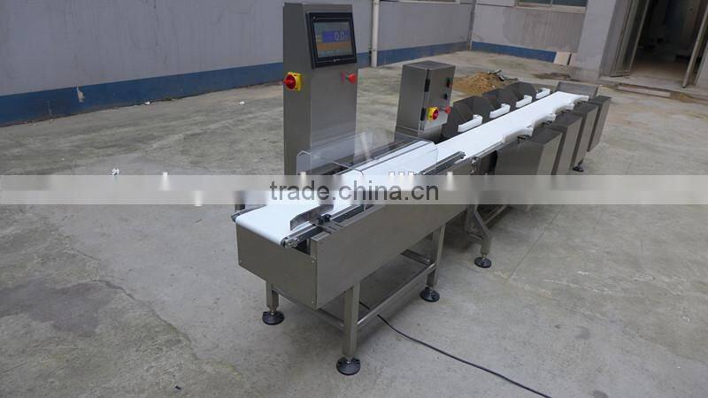 3-12 level weight sorting machine, check weigher to sort and weigh chicken breast fillets. Ranging from 5g to 1500g.