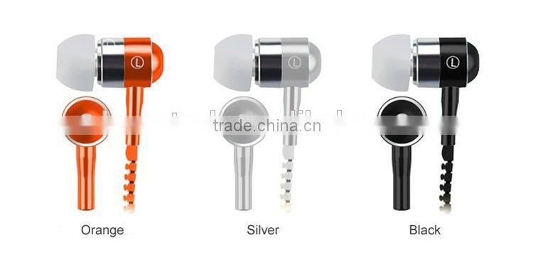 Newest Headphone Headset Zipper Metal Earphone Wired In-ear Earphones auricular Earbuds Accept Customize For Samsung S7