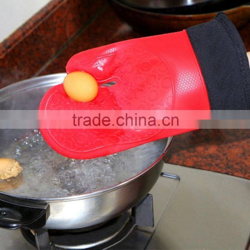 Best Kitchen Red Oven Mitts Non Slip Silicone Pot Holder With Cotton