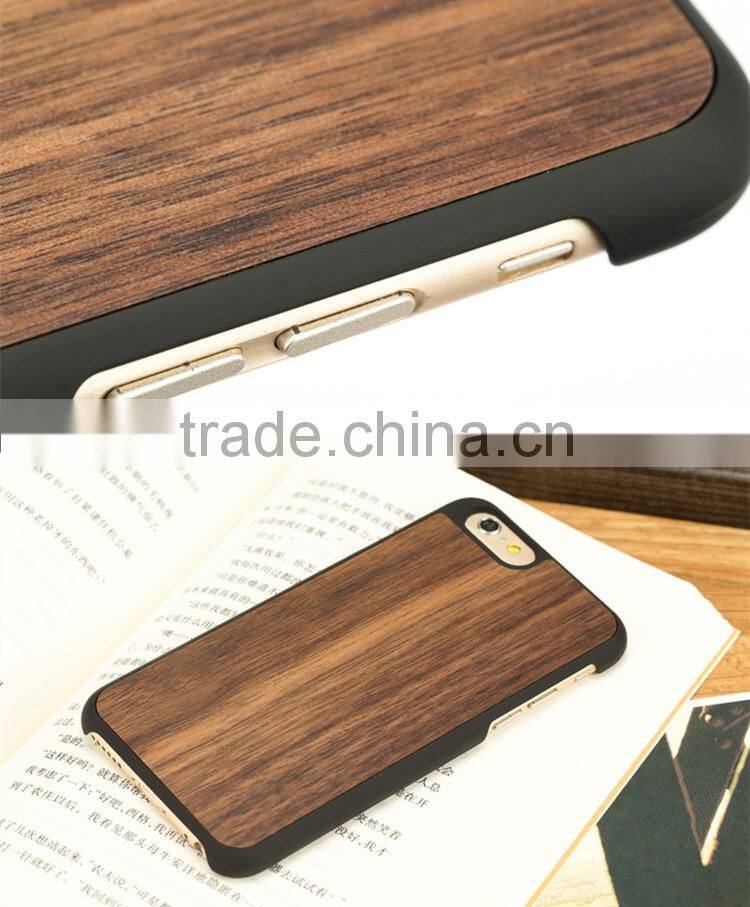 Hot selling PC Walnut Wood Mobile Phone Case 2 in 1 for Apple Iphone 6 plus