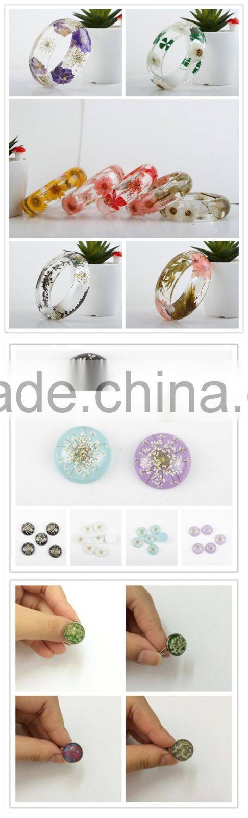 wholesale 2016 special and custom design hot sale real flower resin bangle