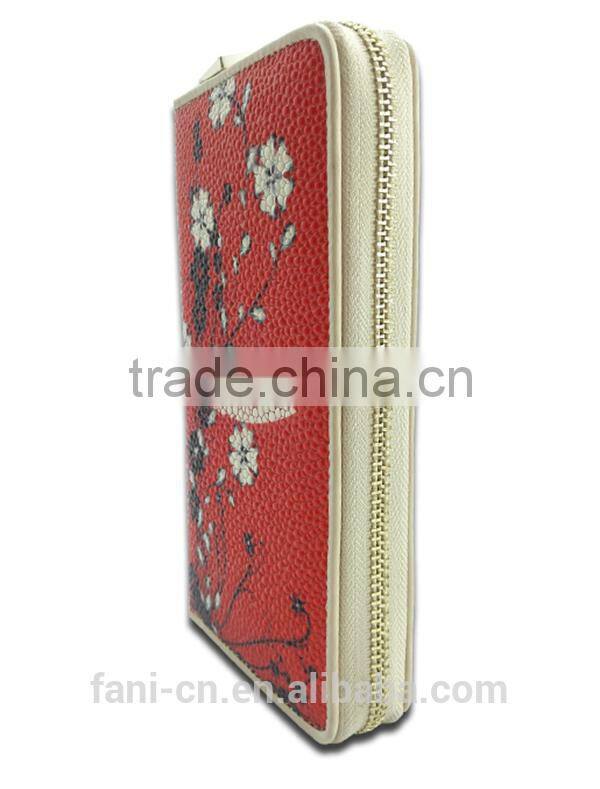Beautiful flower embossing and luxury style hot promotion item fancy wallets for ladies