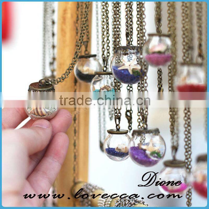 Hot christmas gift jewelry charms glass ball necklace pendant , glass bottle necklace pendant