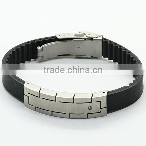 mens wider black hand rubber band weaving bracelet